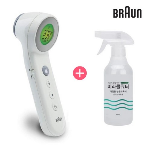 [15이전/국내당일출고]브라운 비접촉 체온계 BNT400 (NTF3000)+살균 소독 스프레이 400ML 유아용 아기 체온계, 1개