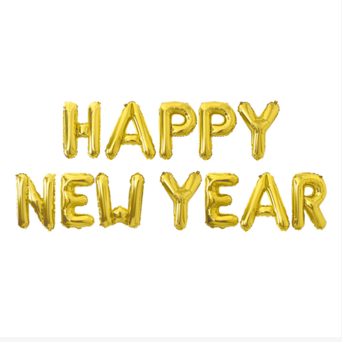 2023년 가성비 최고 연말홈파티 - 하하홈파티 해피뉴이어 은박풍선 가랜드 골드, 1개