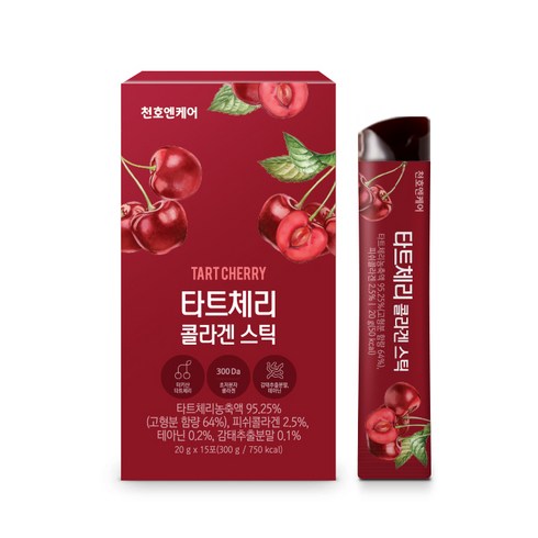 에버콜라겐 타임 15박스 - 천호엔케어 타트체리 95% 300Da 콜라겐 함유 스틱 15포 X 1박스, 300g, 1개