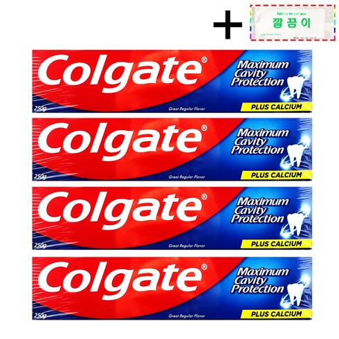 콜게이트치약 - [코스트코 무료배송] COLGATE 콜게이트 그레이트 레귤러 치약 + 깔끔이 증정, 4개, 250g