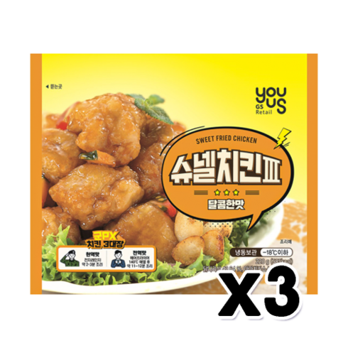 유어스 슈넬치킨3 달콤한맛 즉석치킨 220g x 3개