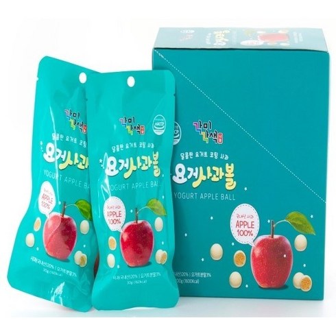 각미각색 요거사과볼 30g X10봉/ 동결건조/건조사과/화이트초코/요거트코팅/과일간식/바크초코, 10개
