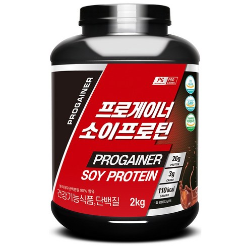 단백질파우더프로케어단백질쉐이크 - 프로게이너 소이프로틴 초코맛 2kg 식물성 분리대두단백질 락토프리 콩단백 쉐이크 ISP 단백질보충제 식약처등록 건강기능식품, 1개