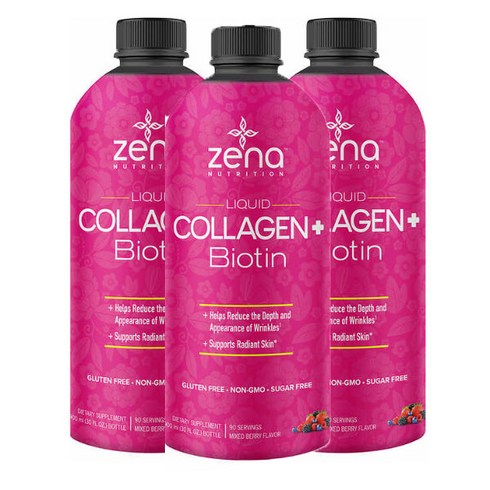 유쎄라콜라겐겔3 - Zena Liquid Collagen Biotin 제나 리퀴드 콜라겐 비오틴, 3개, 900ml