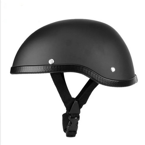 바이크헬멧 소두핏헬멧 반모 남녀공용 빈티지 오토바이 라이딩 하프 헬멧 오픈 페이스 방풍 심플한 디자인 초퍼 바이커 파일럿 여름, 2)Bright black