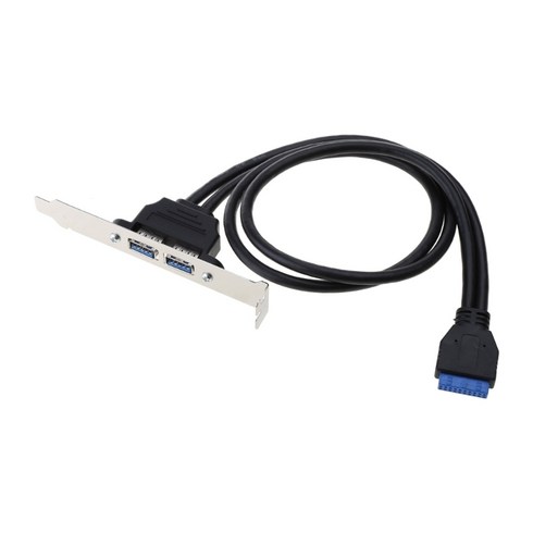 2 USB3.0 ~ 20Pin 섀시 후면 PCI 배플 라인 마더 보드 확장 케이블 5GB, 검은색, 1개