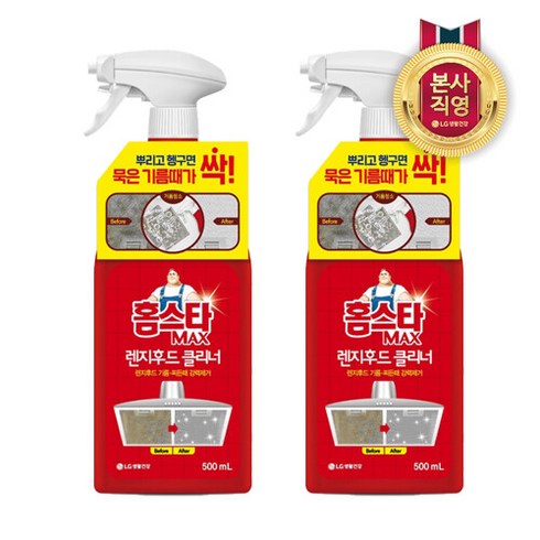 LG 생활건강 홈스타 맥스 렌지후드 클리너 500ml x 2개