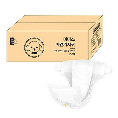 마마쇼 디럭스 암컷 수컷 애견기저귀, 수컷 중형견 3단계, 1개, 100매
