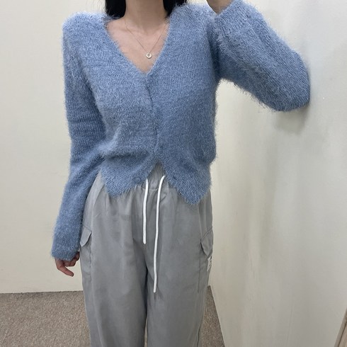 VANANA2 여성 국내제작 앙고라 세미 크롭 브이넥 가디건 8color