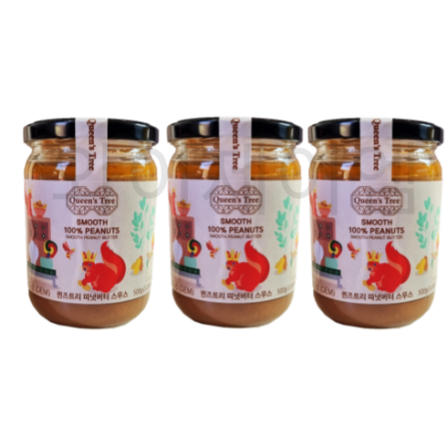 퀸즈트리 피넛버터 스무스, 500g, 3개