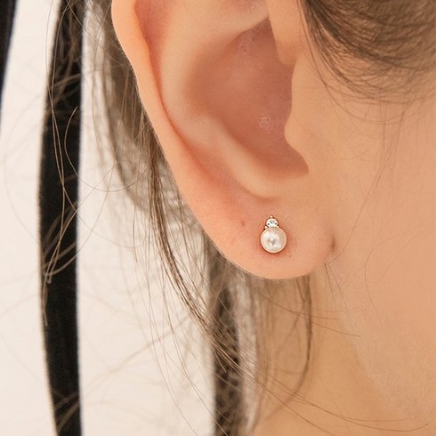 겟미블링 [SILVER925] Petit Cubic Pearl Earring EG291