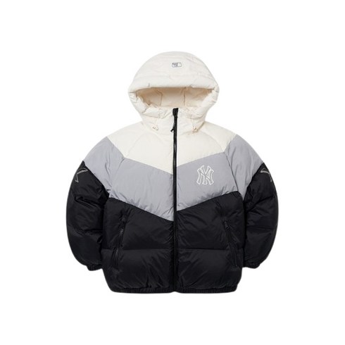 MLB 공용 씸볼 컬러블럭 숏패딩 3ADJS0316-50IVS