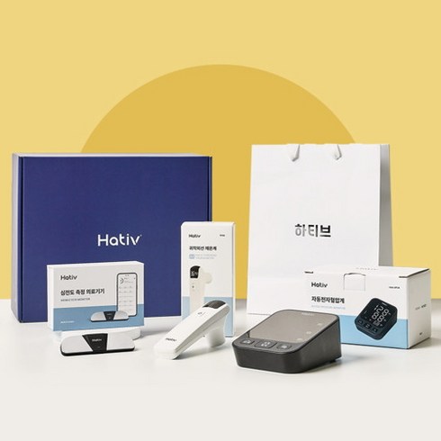 뷰노 하티브 가정용 의료기기 가정의달 기프트 세트, 심전도 측정 의료기기(P30), 자동전자혈압계 (BP30), 체온계 (TP30), 1개