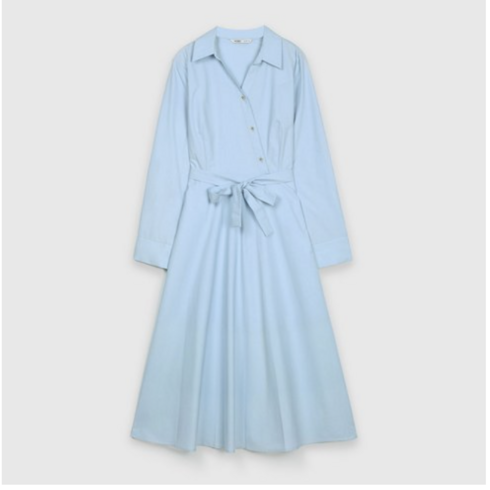 미쏘 셔츠 카라 랩스타일 롱 원피스