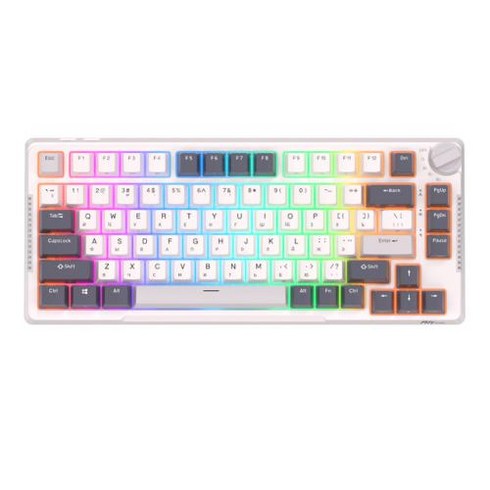 Royal Kludge H81 - 한손키보드 Ik Royal Kludge H81 가스켓 구조 기계식 키보드 81 키 RGB 백라이트 트라이 모드 2.4G 무선 블루투스 게임용, Blue Switch, 없음, 4.Russian - Skycyan Switch, 없음