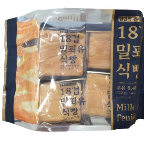 18겹밀푀유식빵 - 18겹 밀푀유 식빵 4팩 320g, 1개