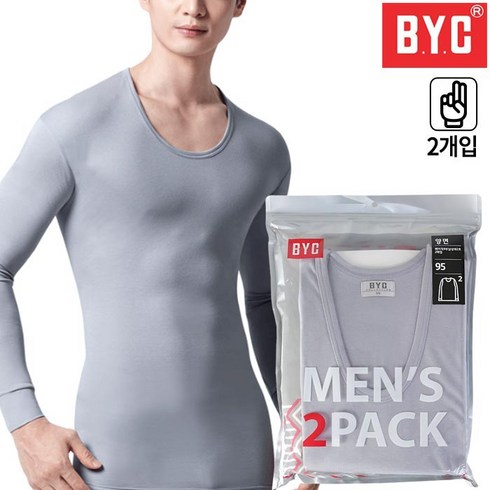 2023년 가성비 최고 순면 남성긴팔내복 상의 - BYC 순면 양면 긴팔 상의 2매입 (남)