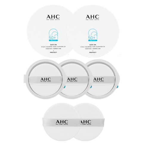 [AHC] [기본] 세이프 온 시카 카밍 선쿠션 본품2개+리필3개+퍼프2개, 25g, 1세트