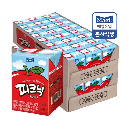 매일유업 피크닉 사과, 200ml, 48개