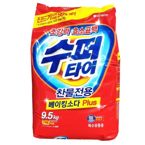 LG생활건강 수퍼타이 베이킹소다 플러스 분말세제 리필, 9.5kg, 1개