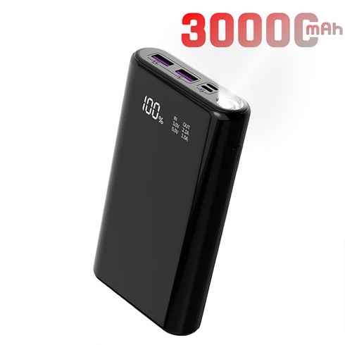 큰용량 대용량 보조배터리 30000mAh 핸드폰 충전기 보조 밧데리 LCD 잔량표시 무드등, KRA1261