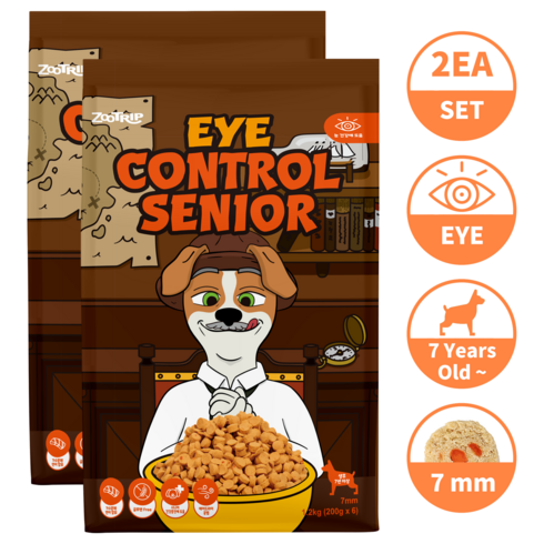주트립 아이 컨트롤 시니어 (7세 이상) (눈 건강에 좋은 강아지 기능성 사료), 1.2kg, 2개