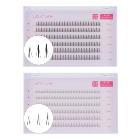 엘스몰속눈썹 - 엘스몰 6줄대용량 속눈썹 부분 인조 가닥속눈썹 아이래쉬 아이돌속눈썹 2종세트, A형9/10/11mm + 언더B(총480모), 1세트