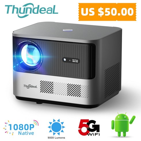 4K빔프로젝터 미니빔프로젝터 가정용빔프로젝터 캠핑용 ThundeaL TDA6 풀 HD 4K 홈 자동 5G 안드로이드 3D 휴대용 프로젝터 안드로이드내장 LED 3D비디오