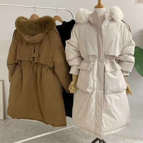 허니제이 / 제니로 후드퍼 탈부착 스트링 롱 패딩 점퍼(3color)