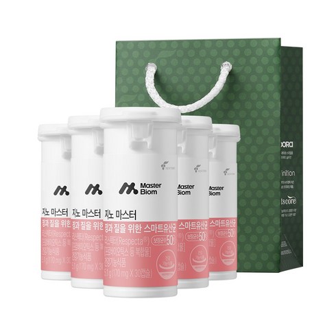 여성질건강유산균 리스펙타 마스터바이옴 지노마스터 + 미니쇼핑백 구성, 30캡슐, 5.1g, 5.1ml, 5개