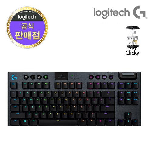 2023년 가성비 최고 로지텍g913 - 로지텍코리아 G913 TKL 텐키리스 무선 RGB 기계식게이밍, 블랙, 클릭키 청축