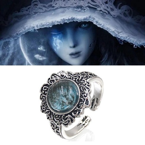 엘든링 할로윈 코스프레 라니 말레니아 elden ring cosplay dark moon ring unisex 조절 가능한 오프닝 보석 반지 소품 액세서리 선물