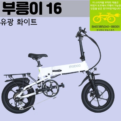 모두스포츠 풀서스펜션 접이식 48V 주행거리 100KM 전기자전거 부릉이16, 유광화이트