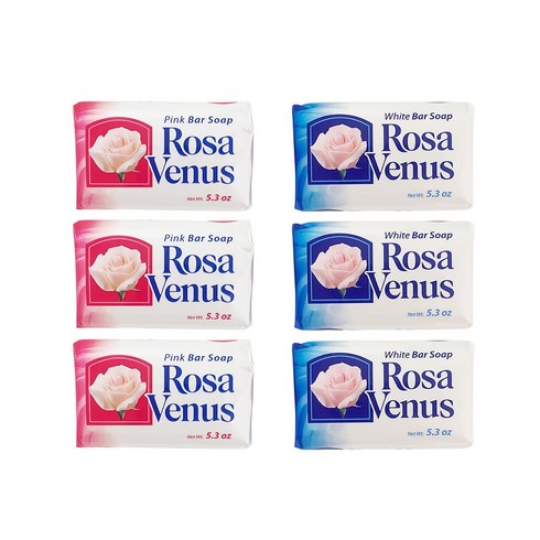 토탈하우스 ROSA VENUS 로사 비너스 때비누 혼합6개세트 (화이트3+핑크3) 150g 각질제거 미용비누 목욕비누 멕시코비누