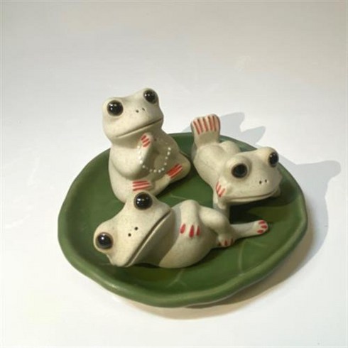 불교개구리 개구리 피규어 소품 불교굿즈 부처님상, 연잎