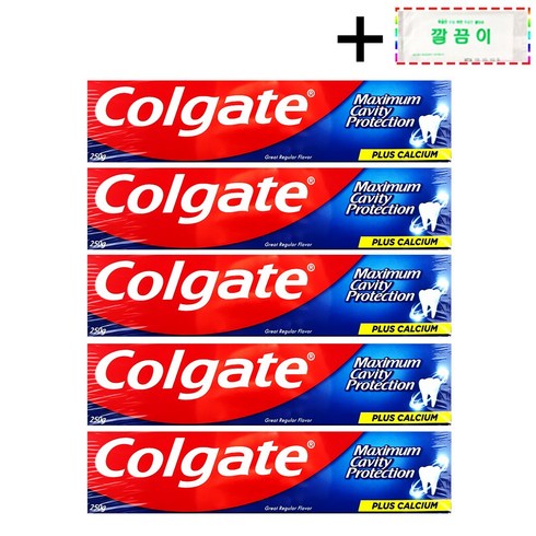  호주 직수입 치약 세트  - [코스트코 무료배송] COLGATE 콜게이트 그레이트 레귤러 치약 + 깔끔이 증정, 5개, 250g