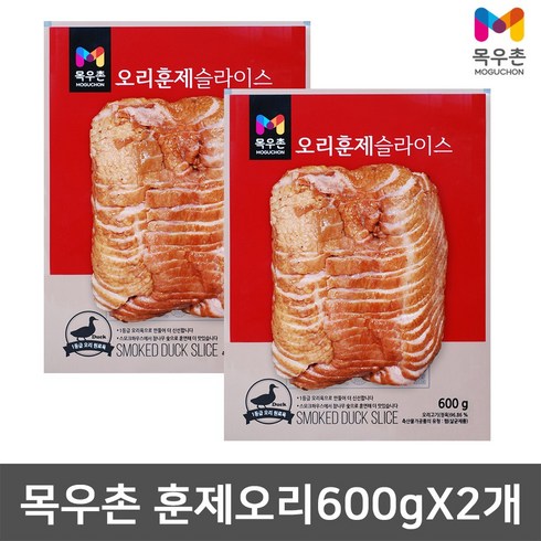 목우촌 흑마늘 훈제오리 180gX12팩 - 목우촌 훈제 오리 슬라이스 600g 고기, 2개