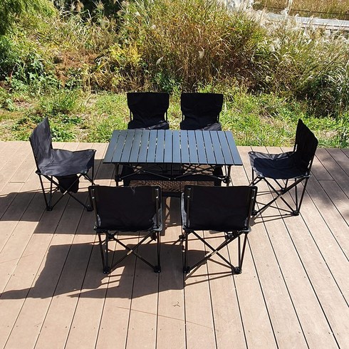 2023년 가성비 최고 캠핑테이블의자세트 - 캠필드 접이식 캠핑용 테이블 의자 세트, C - 6인테이블+의자2개