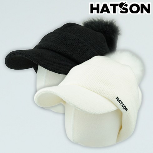 [햇츠온]H1-4105 HatsON 브랜드 여성 남성 겨울 방한 비니 챙 햇 귀덮개 캡 모자 골프 등산 AA