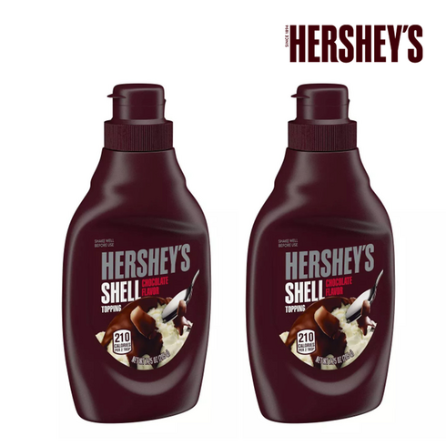 허쉬초코쉘 - [Hershey's] [1+1] 허쉬 초코쉘 소스 시럽 굳는 초코 시럽 소스 토핑 205g 2개 Hershey's Chocolate Shell Topping