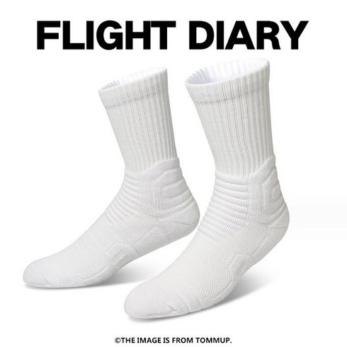 TOMMUP 두꺼운 장목 스포츠 양말 3SET, FLIGHT DIARY 화이트