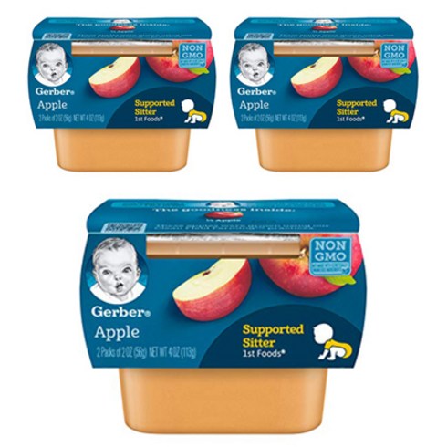 거버 어린이 액상 식품 56g 2개입, 사과(Apple), 3개