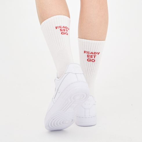 도넛바이닐샵 ready set go crew socks - red