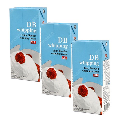 DB휘핑크림 1kg X 3개(아이스박스무료) 생크림 베이킹 혼합생크림, 3개