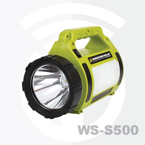 우신 LED 5핀 충전식 슈퍼 써치라이트 손전등 WS-S500, 1, 1