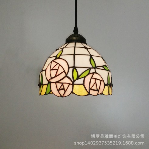 스테인드글라스 스테인글라스 스테인글라스조명 스테인드글라스조명 전등갓 샹들리에 스테인 카페조명 아크릴무드등 93 전원풍 장미꽃 싱글 레스토랑 호텔 교회등 컬러 유리 크레인, 광원 없음 20cm 체인 없는 핏.