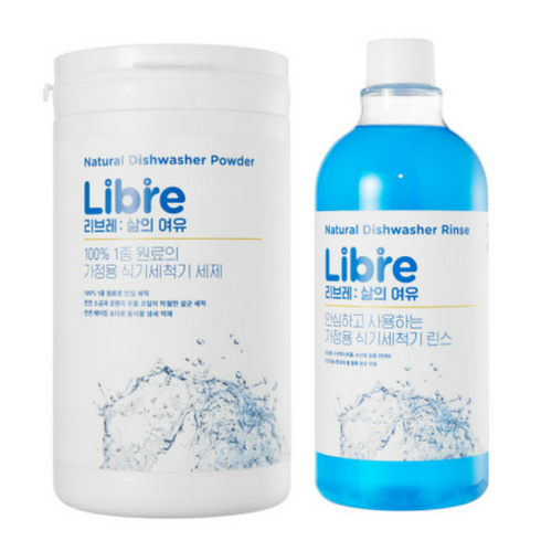 libre - 리브레 가정용 식기세척기 세제 1kg + 헹굼보조제 500ml 세트, 2세트