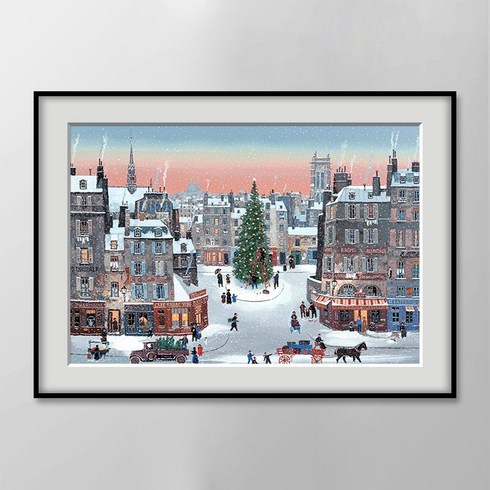 미셸들라크루아 프랑스 파리 풍경 크리스마스 유럽거리 알루미늄 프레임, 3. 티크컬러, 스타일2