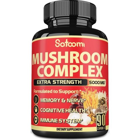 mpteddy:pendhrtbearlros/ros - Satoomi 10in1 Mushroom Supplement 콤플렉스 5000 mg - 3 Month Supply Lions Mane Cordyceps Reishi Chaga, 90caps