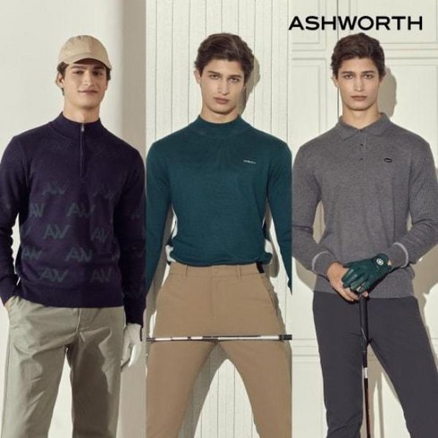 애시워스 울 실크 블렌드 니트 3종 남성